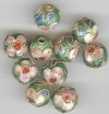 10 10mm Green Cloisonné Rounds